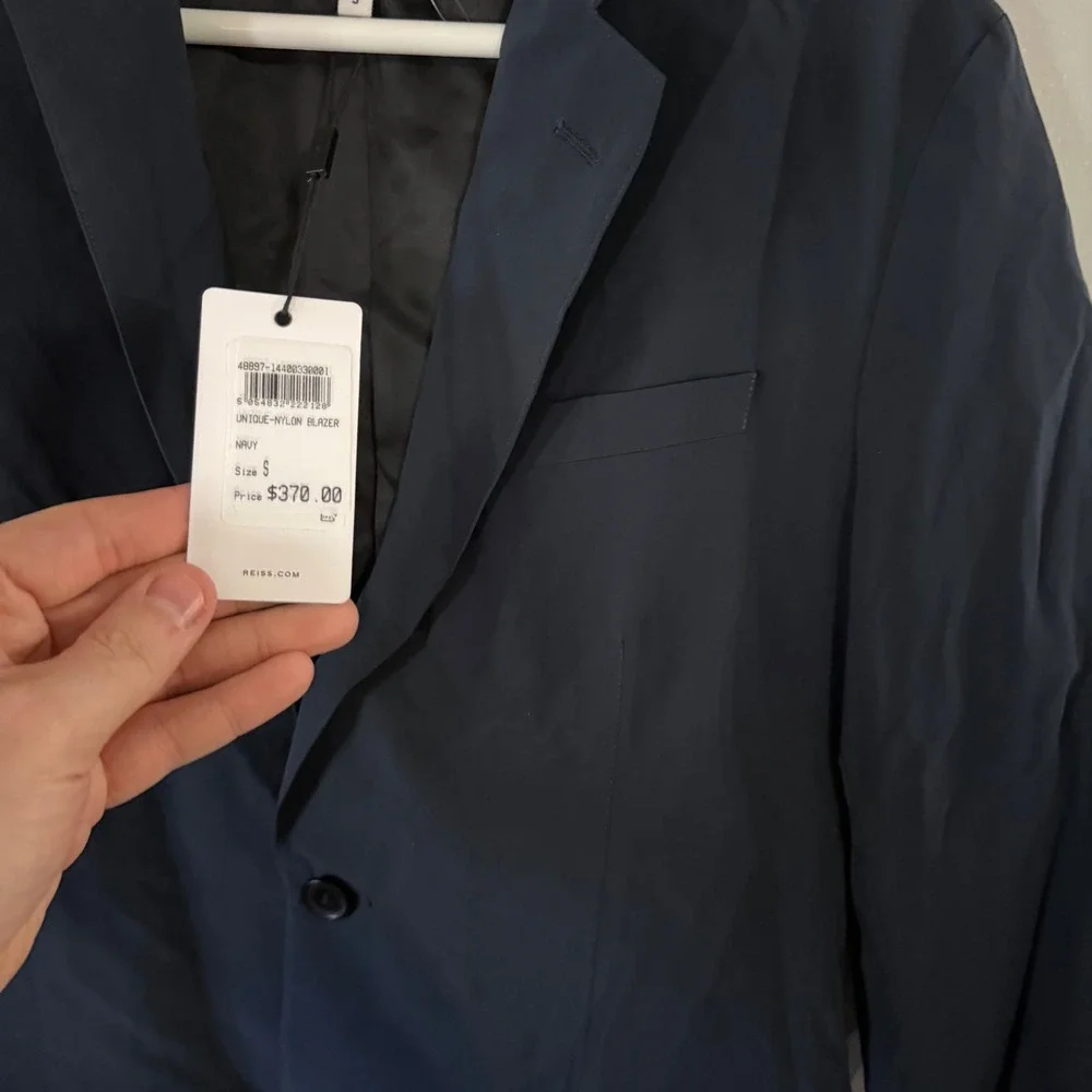 Reiss Unique-Nylon Blazer Mens S Navy Blue‎ Technical Two-Button Sport Coat